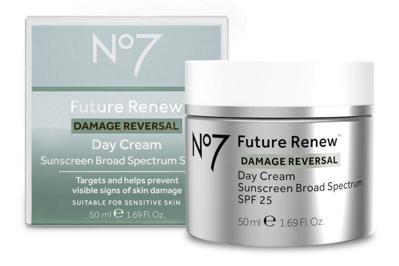 No7 Future Renew Damage Reversal Day Cream SPF 25 – Anti Aging Face Cream with SPF for Visible Sun Damage – Protects, Moisturizes & Reverses Dullness – Suitable for All Skin Types (1.69 Fl Oz)
