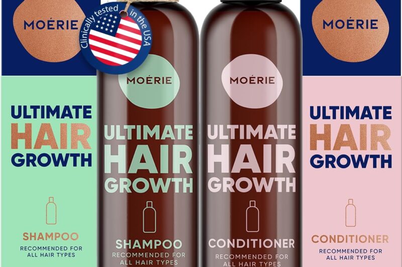 Moerie Volumizing Shampoo and Conditioner for Hair Loss – Thickening Products with Ingredients of Natural Origin – Over 100 Active Ingredients for Thick, Long, Luscious Hair, 2 X 8.45 Fl Oz