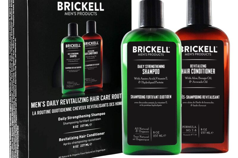 Brickell Men’s Daily Revitalizing Hair Care Routine, Shampoo and Conditioner Set For Men, Mint and Tea Tree Oil Shampoo, Strength and Volume Enhancing Conditioner, Natural and Organic, Gift Set