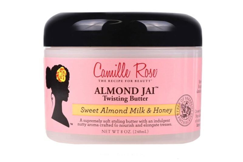 Camille Rose Almond Jai Twisting Hair Styling Butter, with Aloe and Honey, to Soften Smooth and Moisturize, for All Hair Types, 8 oz