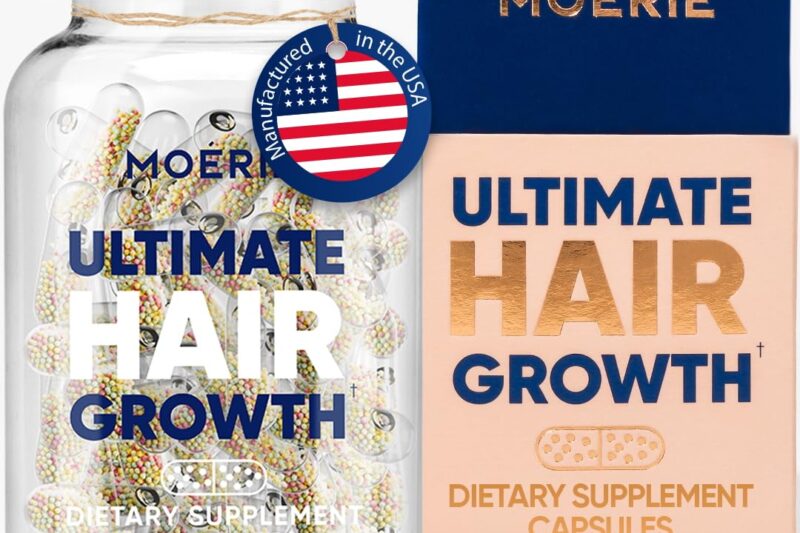 Moerie Ultimate Hair Boost Supplement for Women & Men – Hair, Skin, Nails Vitamins with Biotin & Minerals for Hair Health – Thicker Hair – 60 Capsules