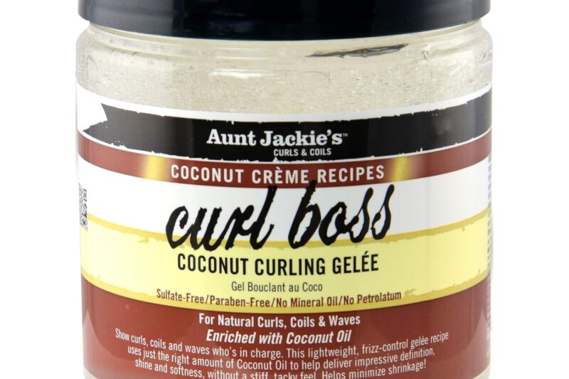 Aunt Jackie’s Coconut Crème Recipes Curl Boss Coconut Curling Hair Gel for Naural Curls, Coils and Waves, 15 oz